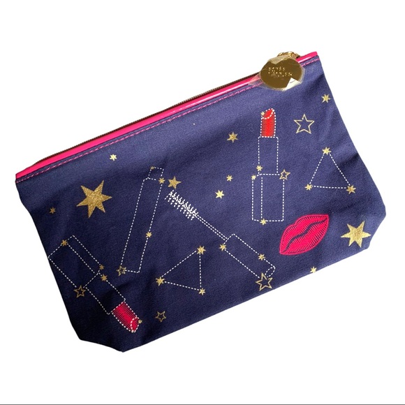 NWOT Estée Lauder Stars Lipstick Kisses Makeup Bag Cosmetic Case Blue Pink - Picture 3 of 5